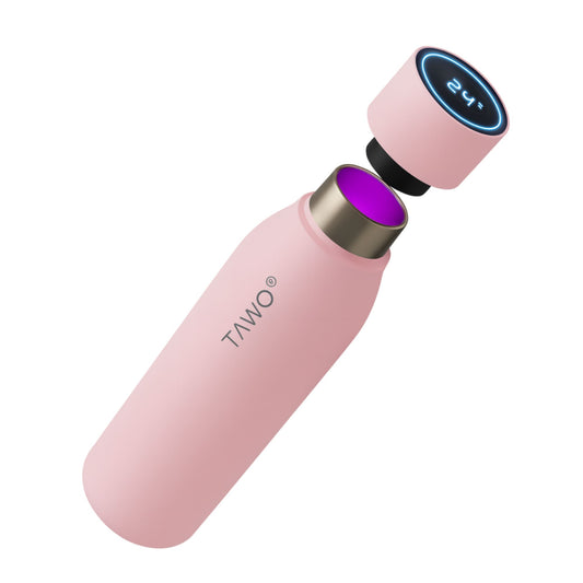 Botella de Agua Inteligente UV Tawo 750 ml Rosado – con Purificador y Recordatorio de Hidratación