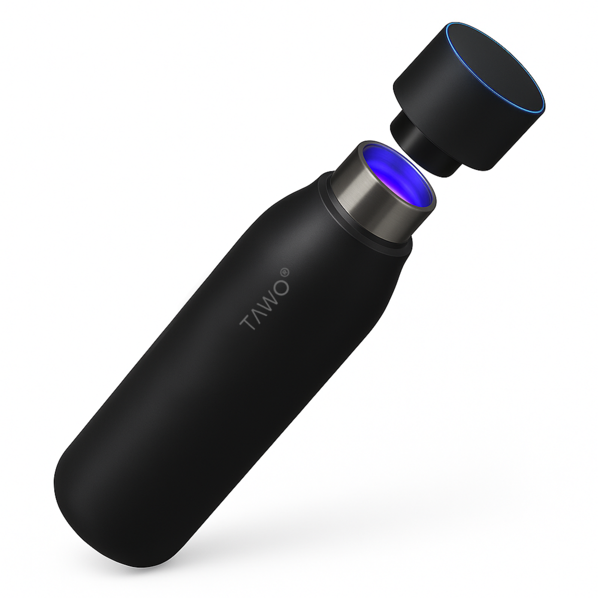 Botella Inteligente UV Autolimpiante TAWO® 750ml Negro | Acero Inoxidable 316L