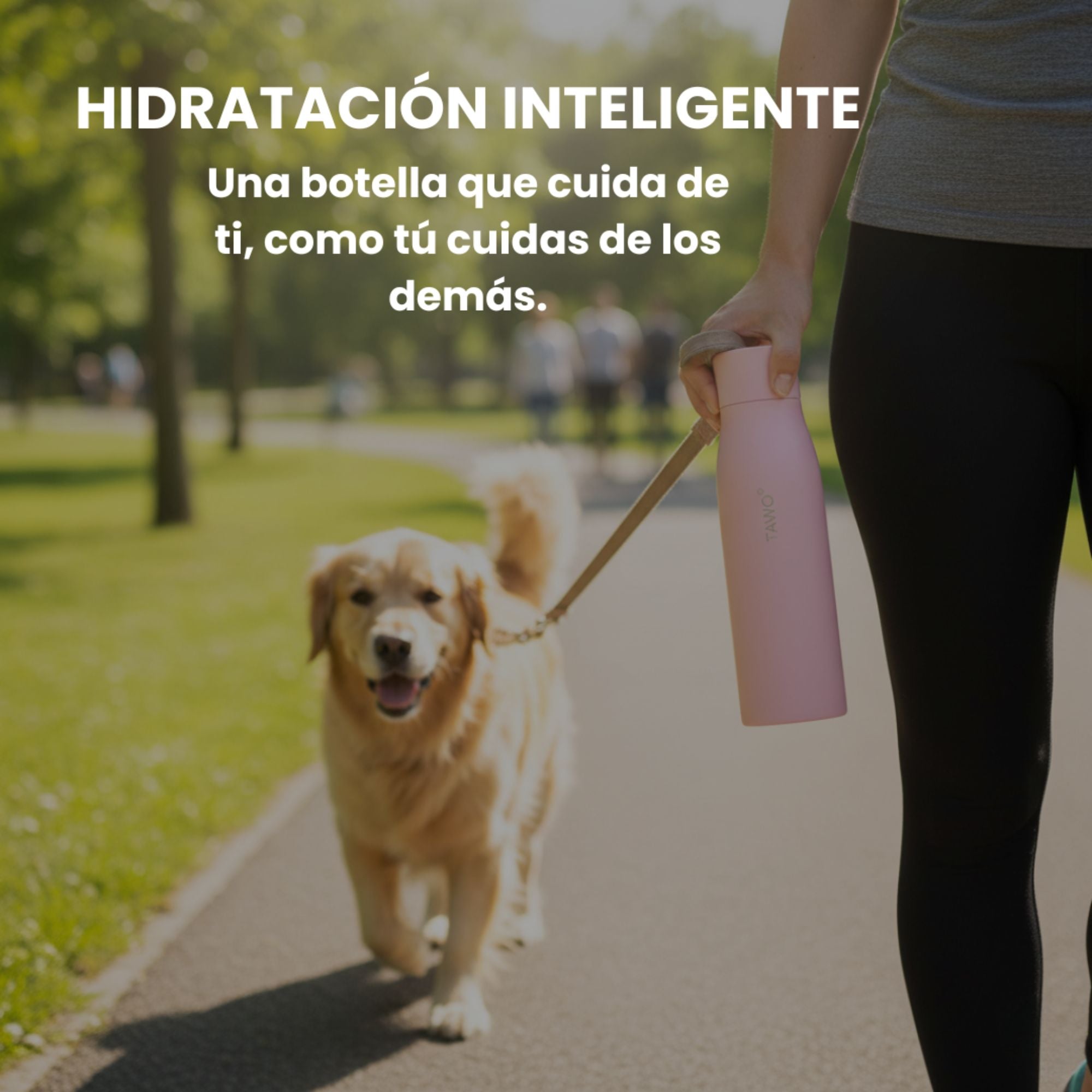 Botella de Agua Inteligente UV Tawo 750 ml Rosado – con Purificador y Recordatorio de Hidratación